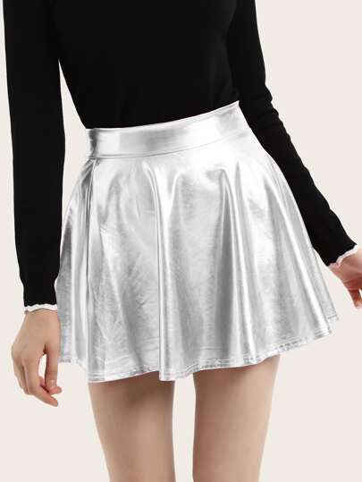 Kate Kasin High Waist Metallic Skirt | SHEIN