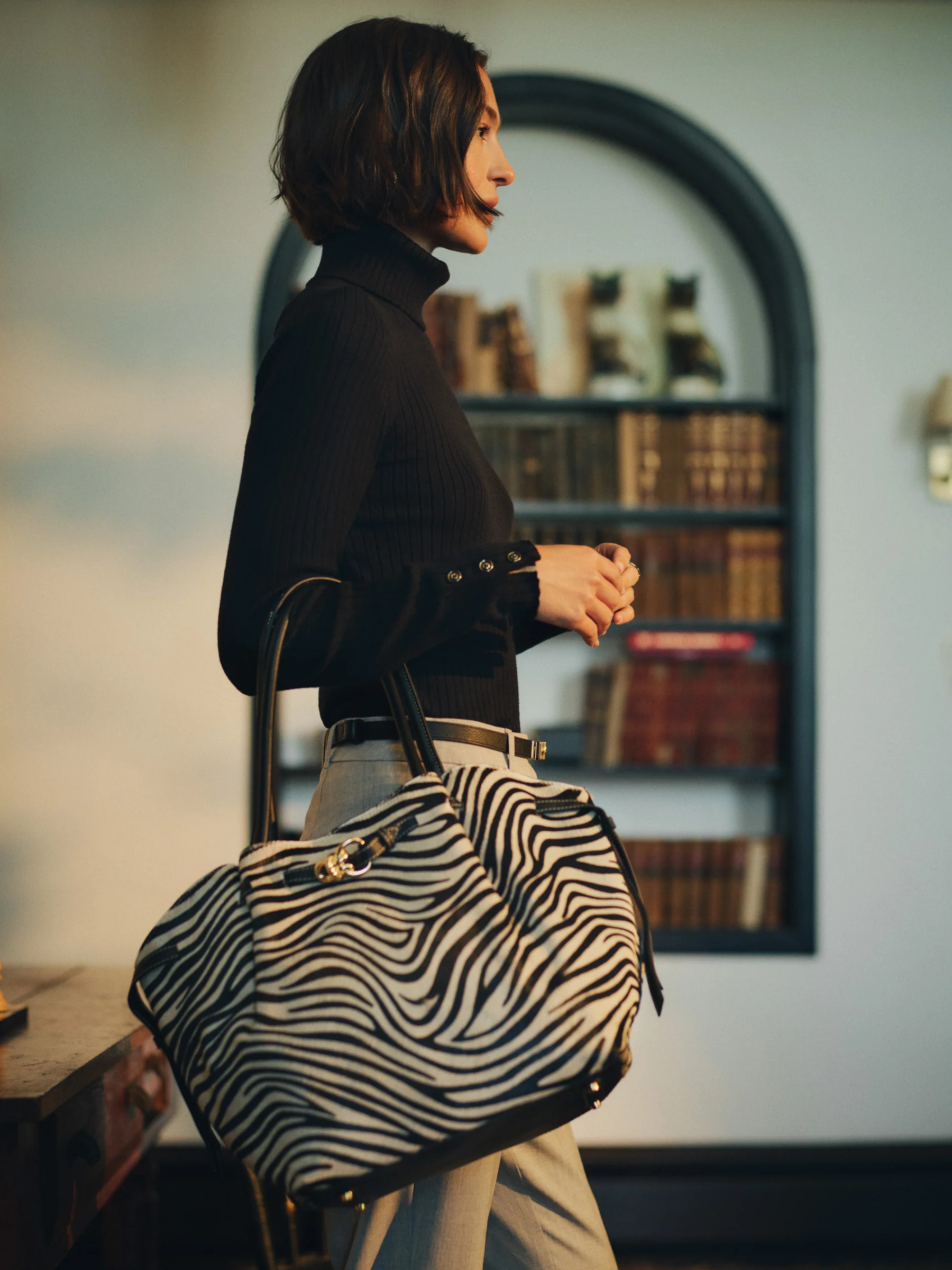 Black/Off_White Zebra Stripes Lex Pony Hair Tote Bag | Women's Handbags | J.McLaughlin | J.McLaughlin