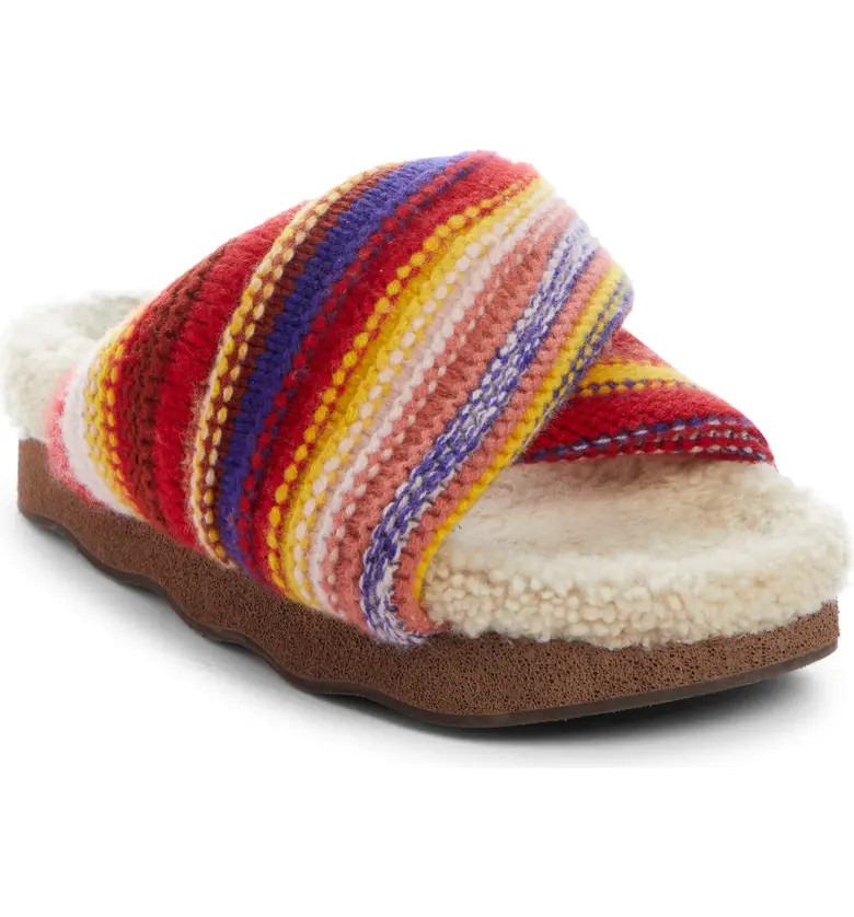 Chloé Wavy Genuine Shearling Lined Slide Sandal | Nordstrom | Nordstrom