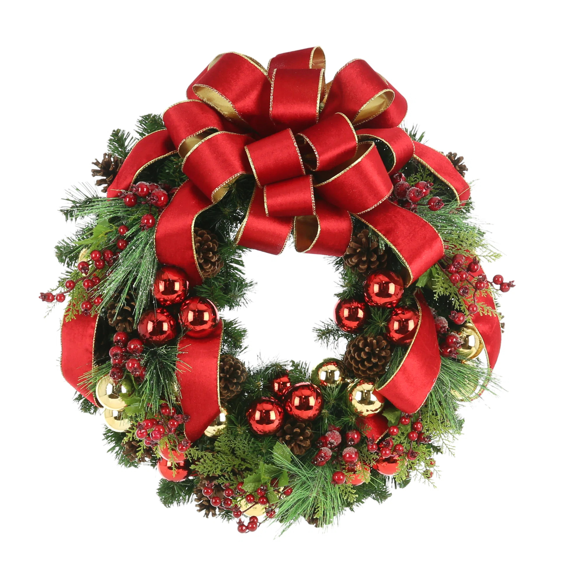 The Holiday Aisle® Johnavan Faux Evergreen 32'' Holiday Wreath & Reviews | Wayfair | Wayfair North America