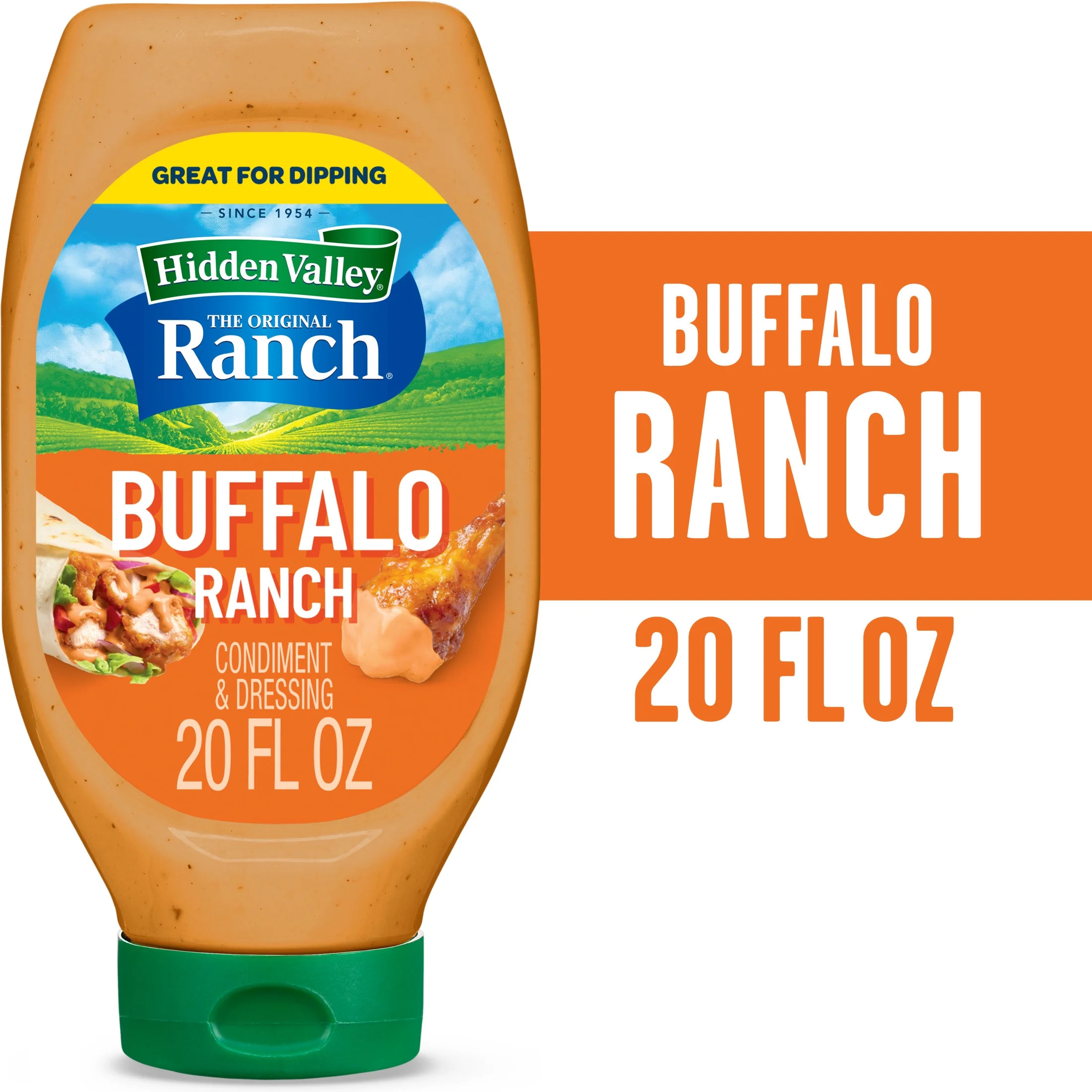 Hidden Valley Buffalo Ranch Dipping Sauce Topping and Dressing, 20 fl oz Easy Squeeze Bottle | Walmart (US)