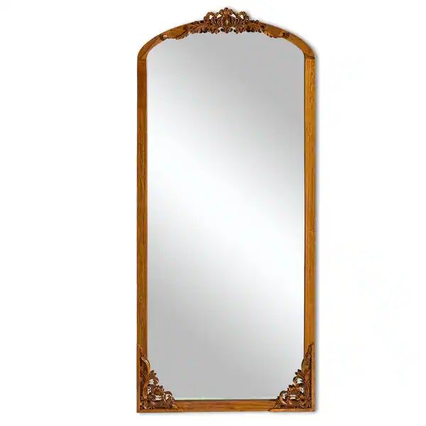 Carved Solid Wood Arched Full Length Wall Mirror Antique Mirror - Overstock - 36588489 | Bed Bath & Beyond