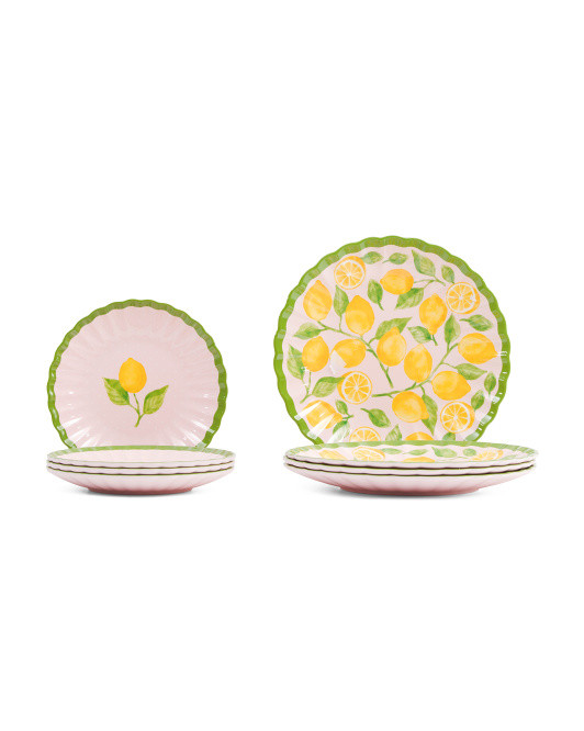8pk Melamine Lemon Salad And Dinner Plates | Outdoor Entertaining | Marshalls | Marshalls