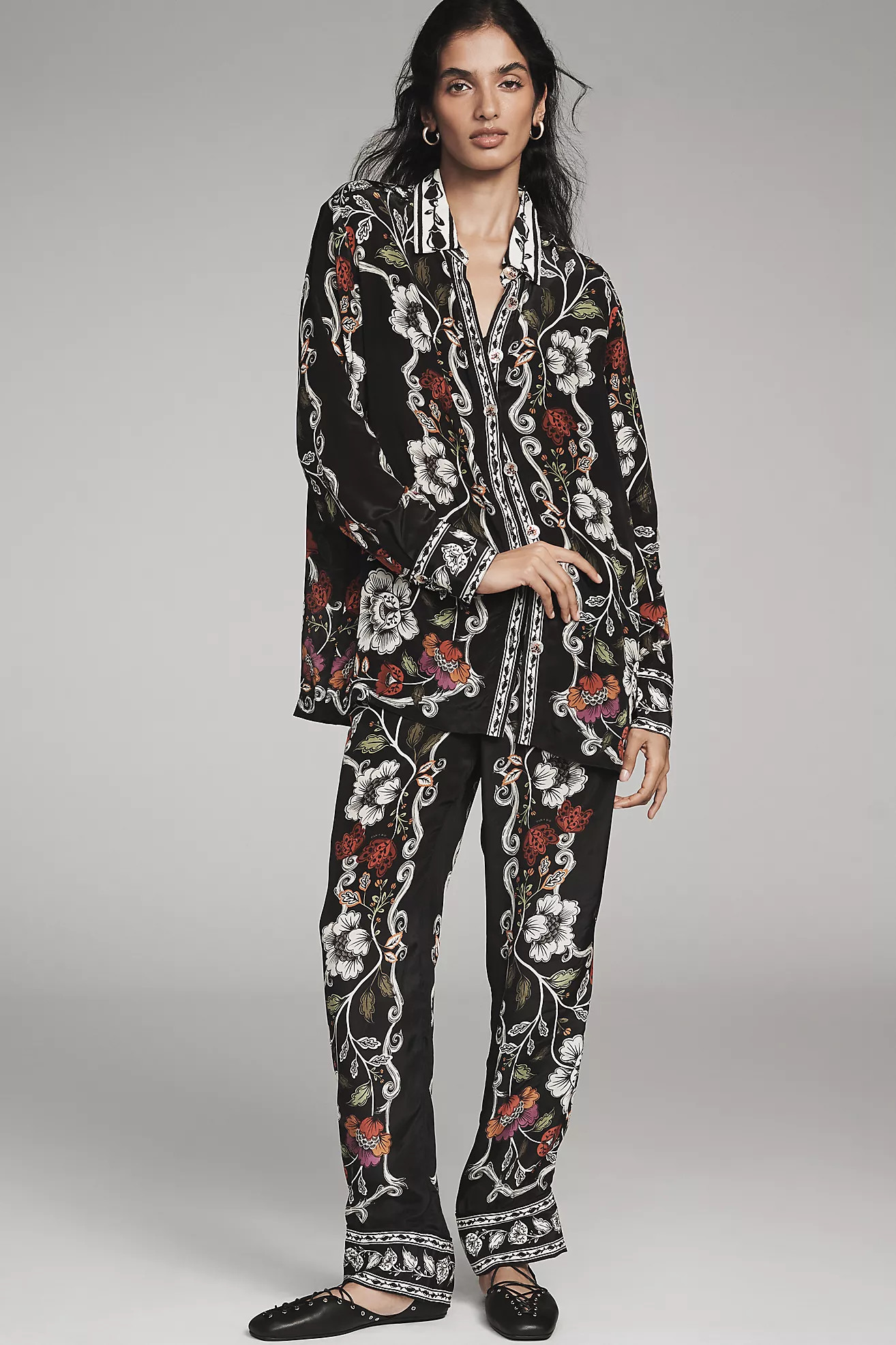 Farm Rio Rocco Long-Sleeve Buttondown Shirt | Anthropologie (US)