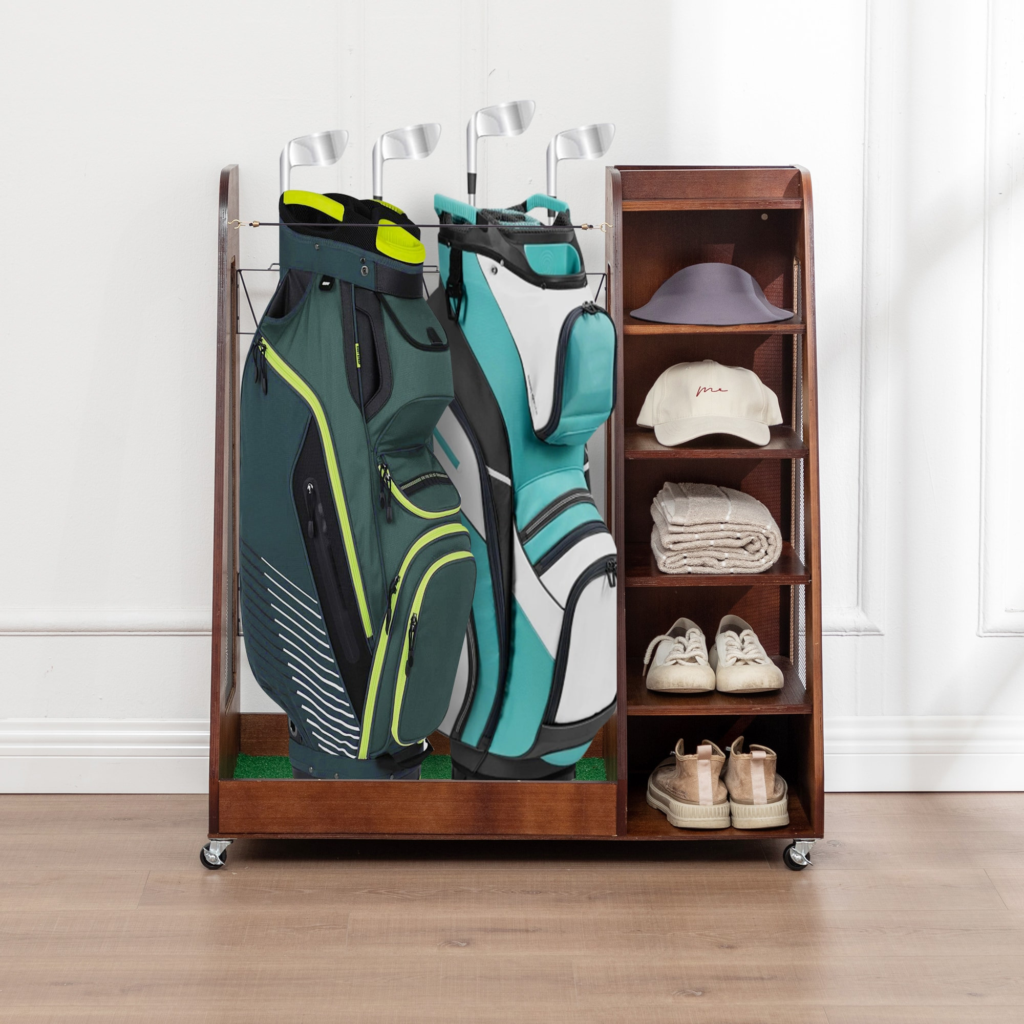 LUXEYARD Golf Bag Organizer for Garage Premium Wooden Golf Clubs Storage Rack Fit 2 Golf Bags Golf Trunk Organizer for Car Garage Club Shed Basement | Lowe's