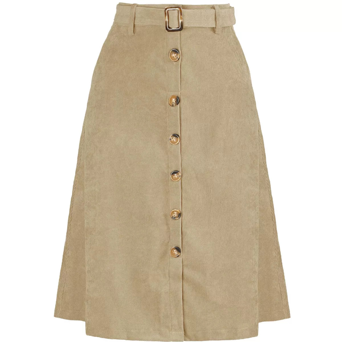 Allegra K Women's High Waist Solid Button Front A-Line Belted Corduroy Midi Skirt | Target