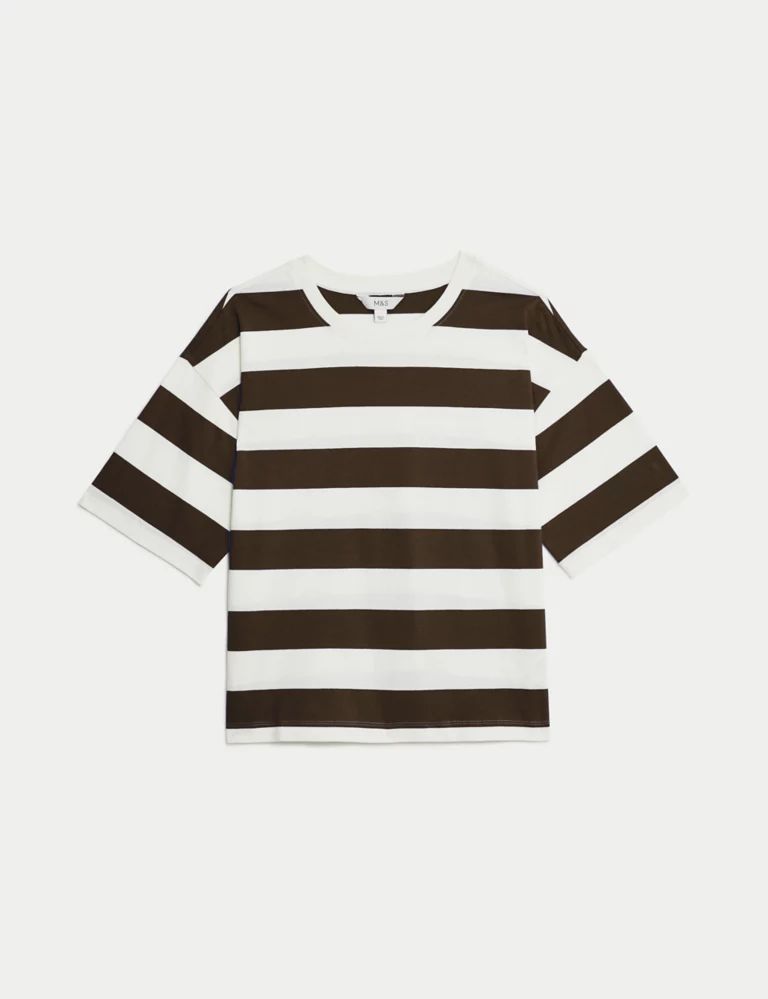 Pure Cotton Striped Boxy T-Shirt | Marks & Spencer (UK)