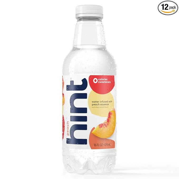 Hint Water Peach (Pack of 12), 16 Ounce Bottles, Pure Water Infused with Peach, Zero Sugar, Zero ... | Amazon (US)
