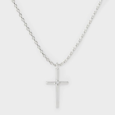 Cross Pendant Necklace - A New Day™ Silver | Target