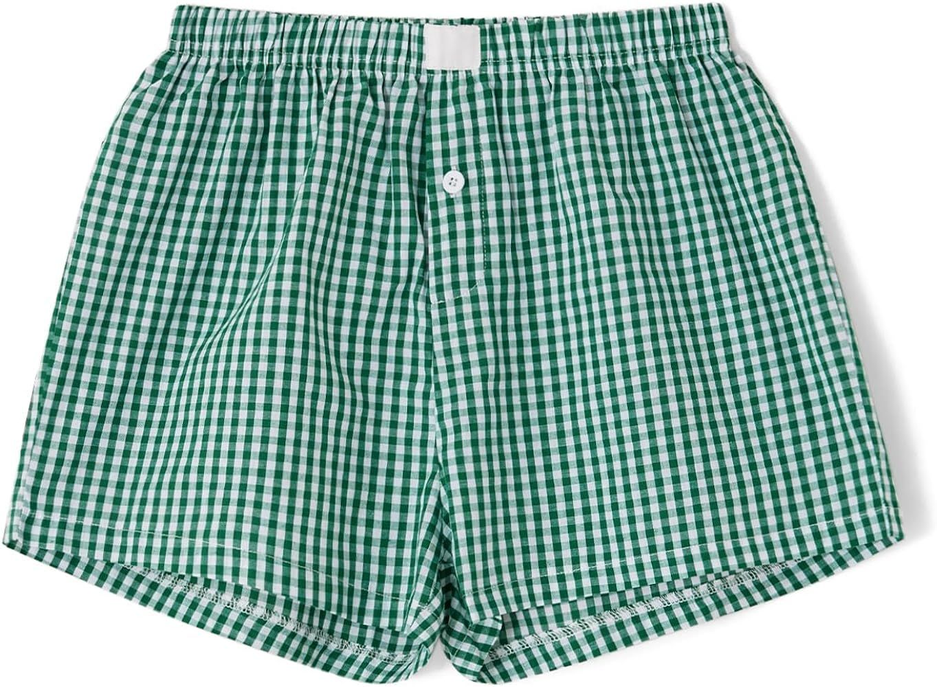 Women Y2k Pajamas Shorts Micro Button Boxers Elastic Waist Cute Pj Bottoms Summer Plaid Lounge Sh... | Amazon (CA)