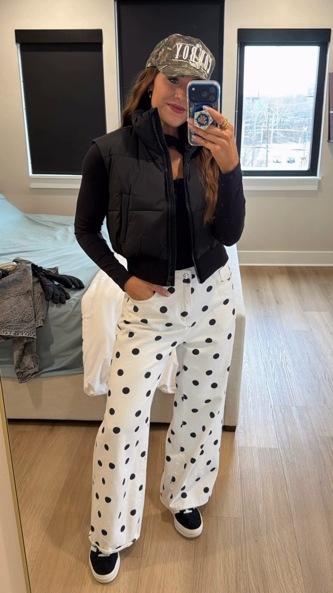 Travel winter vacation New Year’s Eve style inspo polka dots trucker camo hat adidas bold Abercrombie bodysuit

#LTKTravel #LTKFindsUnder50 #LTKootd