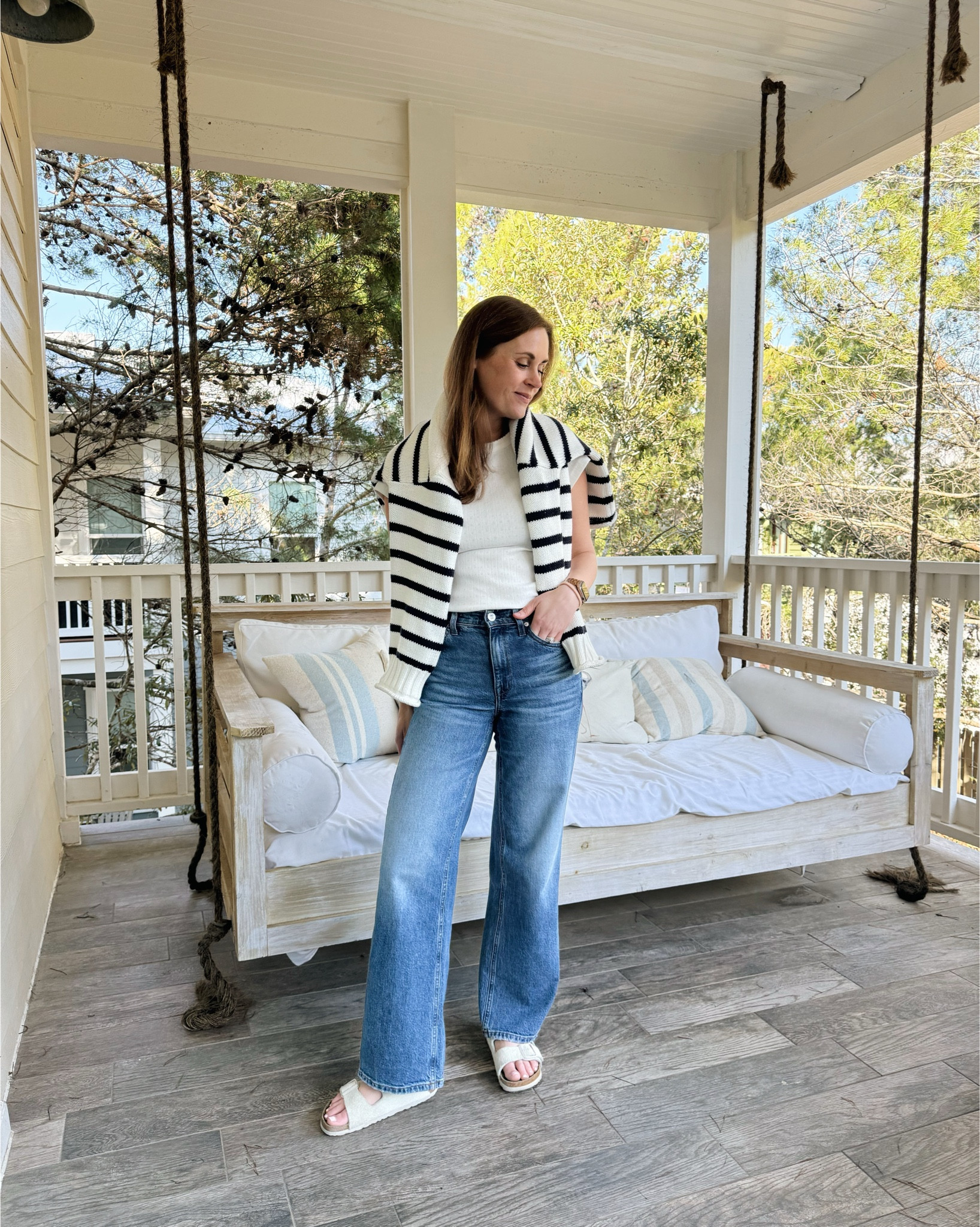 Tee size small
Sweater size XS
Jeans run small, I went up a size to 26 in SHORT inseam (I’m 5’4)

#LTKdayinmylife #LTKootd #LTKgrwm