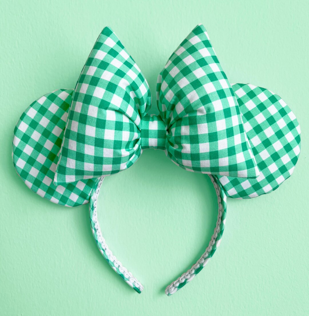 Minnie Easter Ear Green Gingham Ears Spring Minnie Ears Easter Mouse Ear St Patrick Day Minnie Ea... | Etsy (US)
