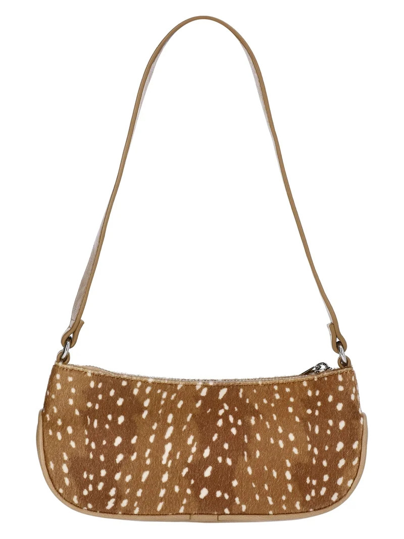 No Boundaries Women's Faux Leather Moto Shoulder Bag, Doe | Walmart (US)