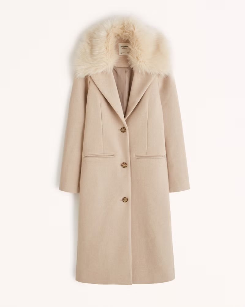 Long-Length Wool-Blend Slim Coat | Abercrombie & Fitch (US)