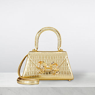 The Bow Mini Croc-Embossed Leather Top Handle Bag | Brown Thomas (IE)