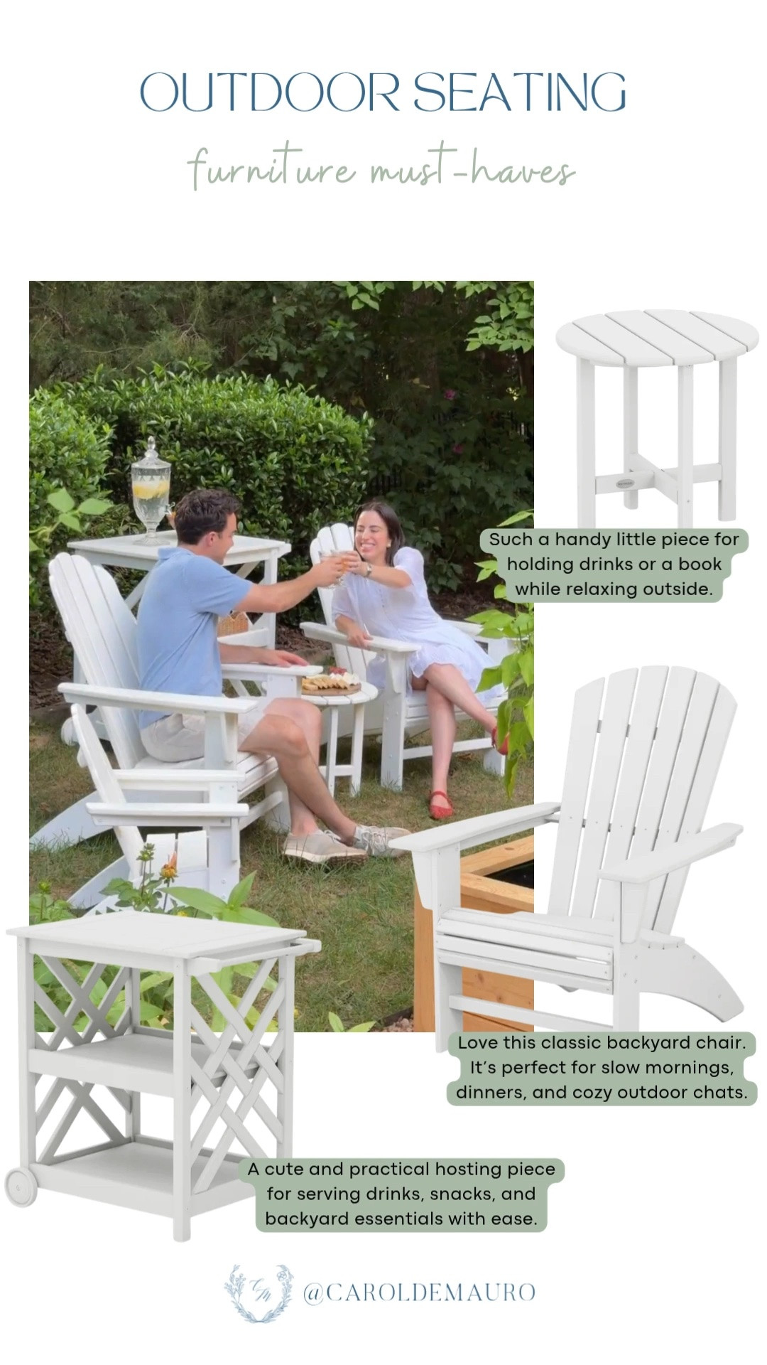 These Adirondack chairs are such a backyard staple! Perfect for slow mornings, dinners, and cozy outdoor chats with a drink in hand.

outdoor seating, backyard furniture, patio must haves, outdoor side table, outdoor entertaining, backyard essentials, patio decor

#LTKHome