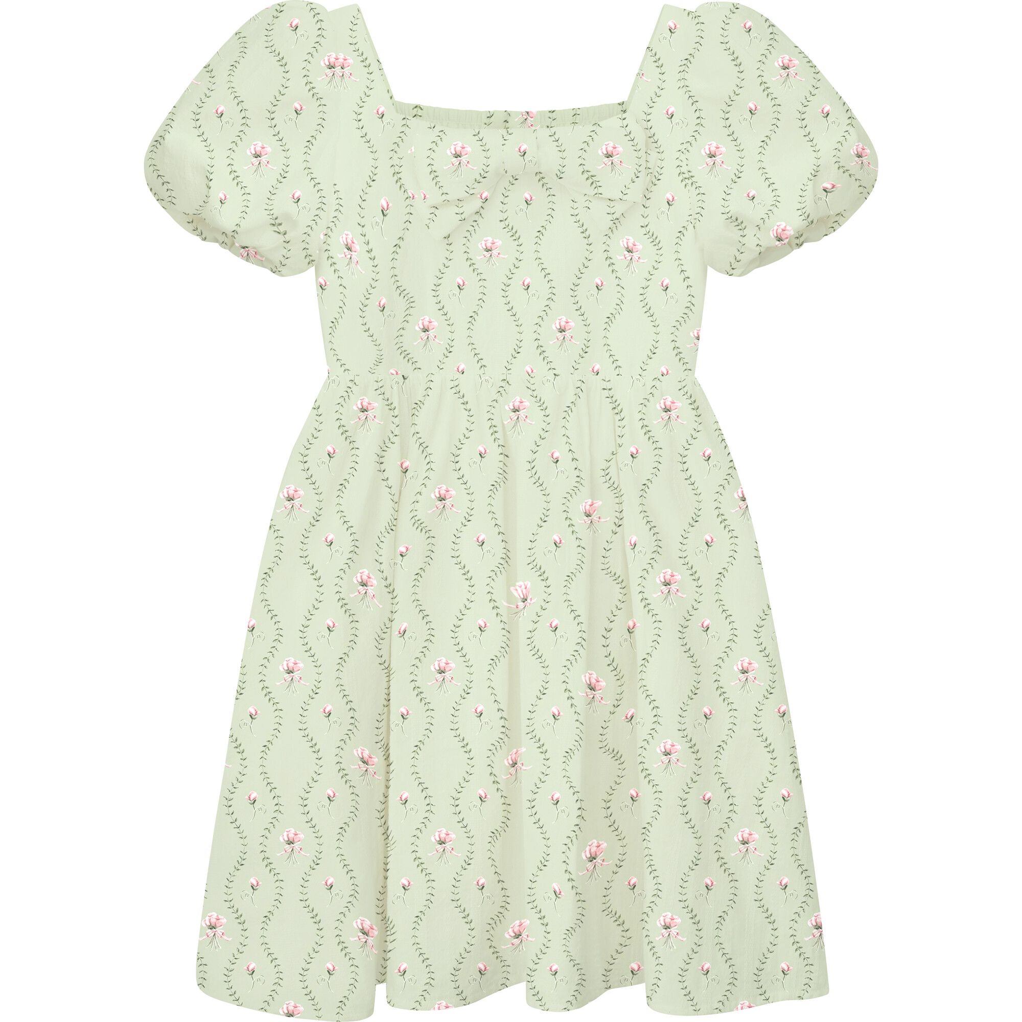 The Kylie Girls Dress, Celadon Floral Vine - Floraison Lane Dresses | Maisonette | Maisonette