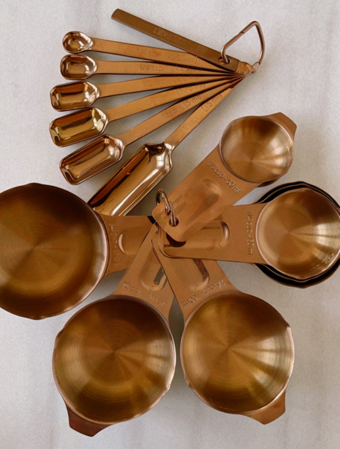 Copper Measuring Spoons - Set of 7 Includes Leveler - Premium