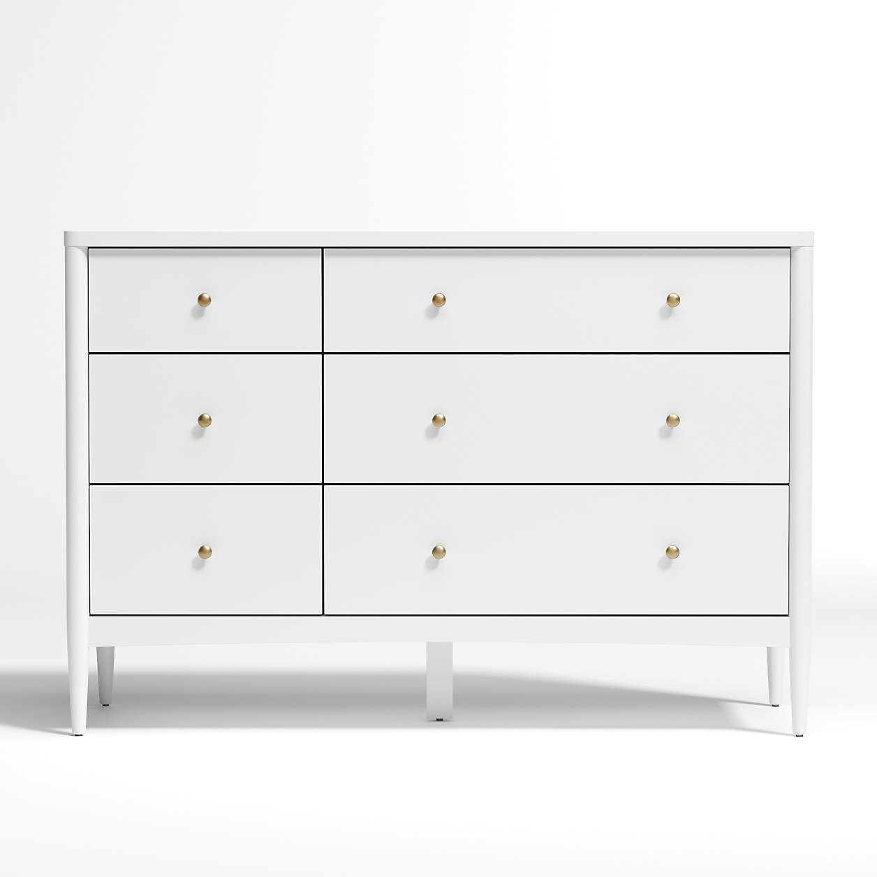 Hampshire 50" Natural Brown Wood 6-Drawer Wide Kids Dresser + Reviews | Crate & Kids | Crate & Barrel
