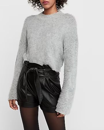 super high waisted paperbag vegan leather shorts | Express