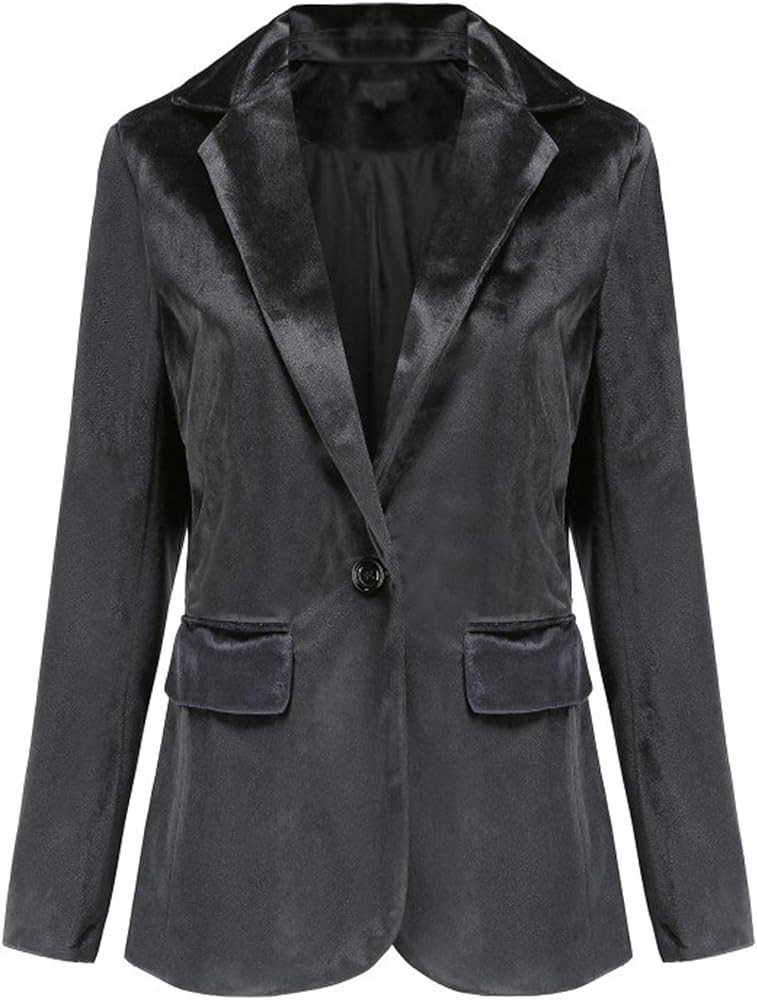 SEMATOMALA Women's Solid Long Sleeve Velvet Blazer Jacket Suit Open Front Cardigan Coat with Pockets | Amazon (US)