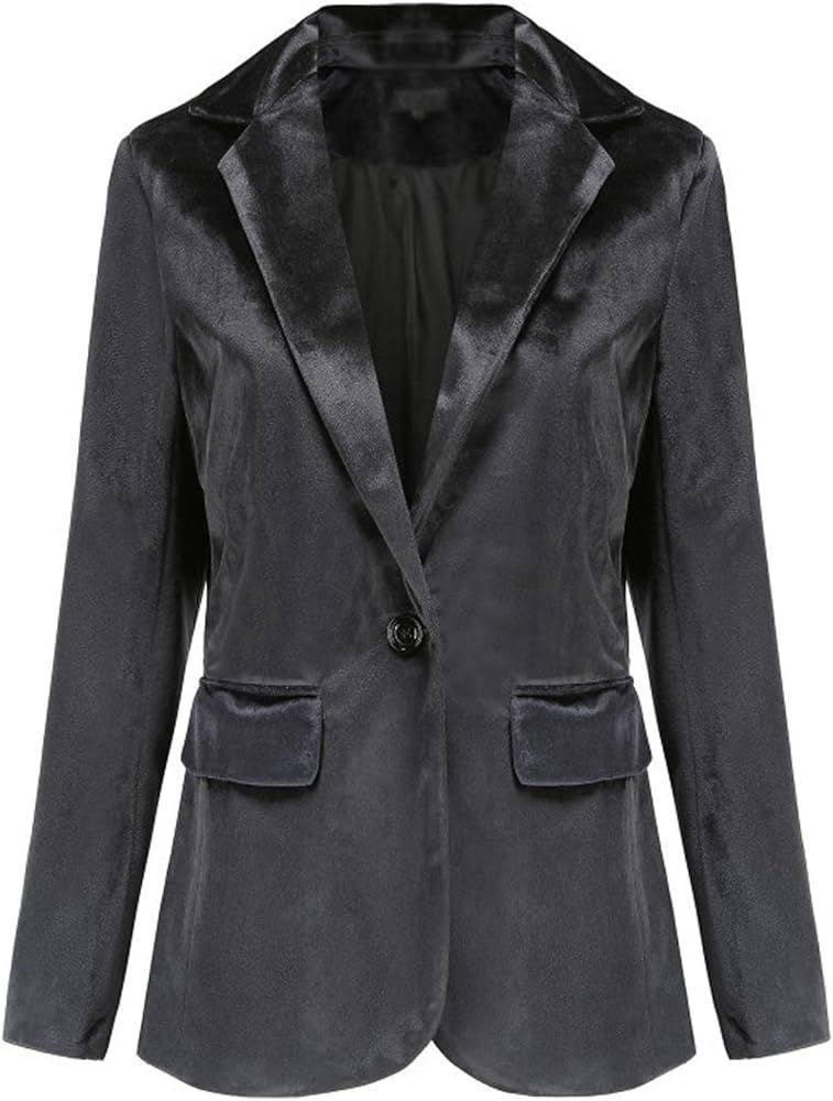 SEMATOMALA Women's Solid Long Sleeve Velvet Blazer Jacket Suit Open Front Cardigan Coat with Pockets | Amazon (US)