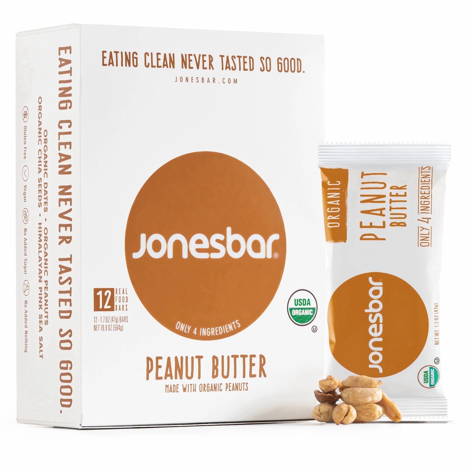 JONESBAR (Peanut Butter, 12 Count (Pack of 1)), USDA Organic Fruit & Nut Bar, Non-GMO, Kosher, Ve... | Walmart (US)