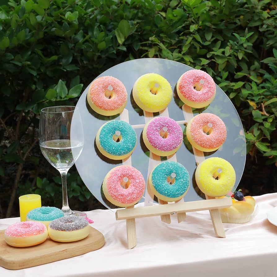 Donut Wall Display Stand for Dessert Table Reusable Acrylic Doughnut Bagel Holder Board with 9 Pi... | Amazon (US)