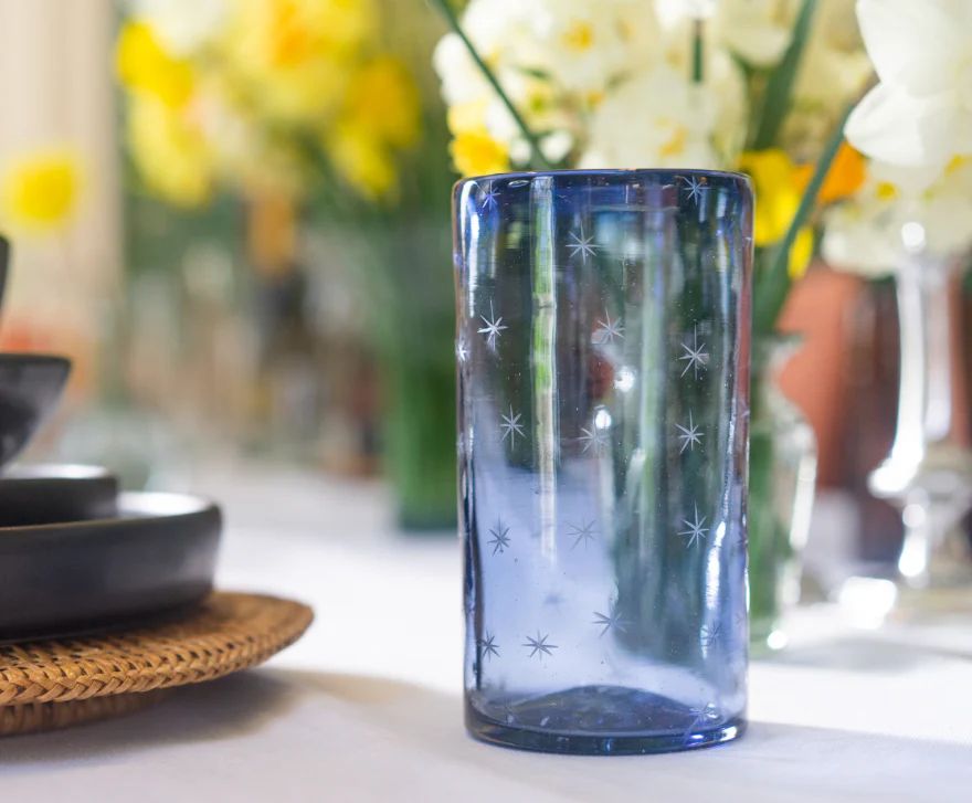 Starry Night Water Glass in Blue | Half Past Seven