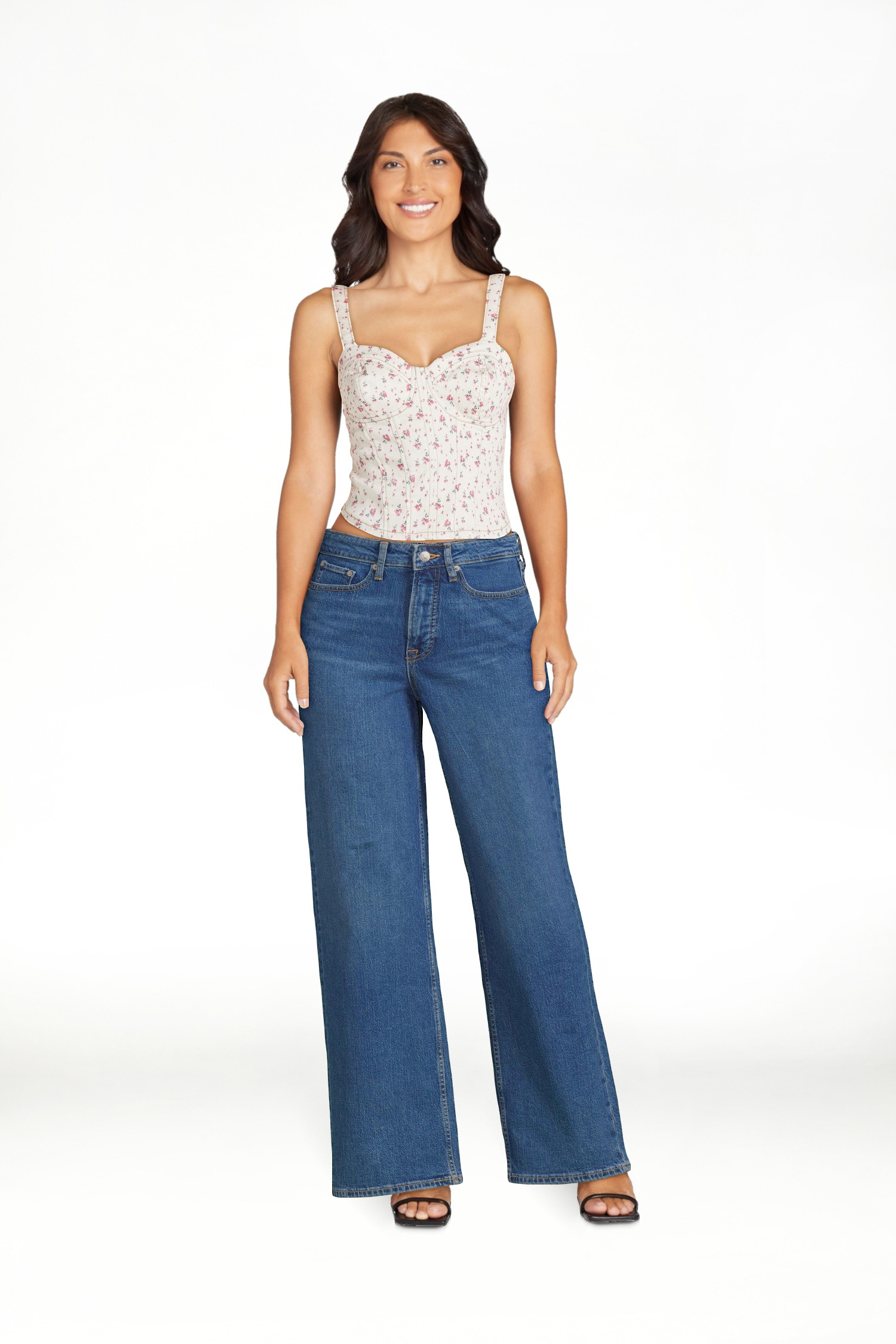 No Boundaries Juniors’ Denim Corset Top, Sizes XS-XXXL | Walmart (US)