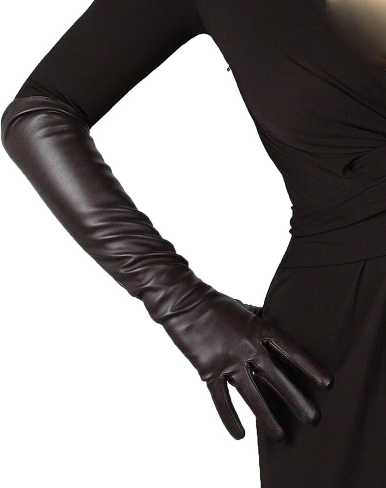 DooWay Women Long Gloves Faux Leather Over Elbow Length 20-inch PU Winter Warm Full Finger Gloves | Amazon (US)