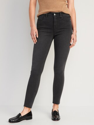High-Waisted Rockstar Super-Skinny Black Cut-Off Ankle Jeans for Women | Old Navy (US)
