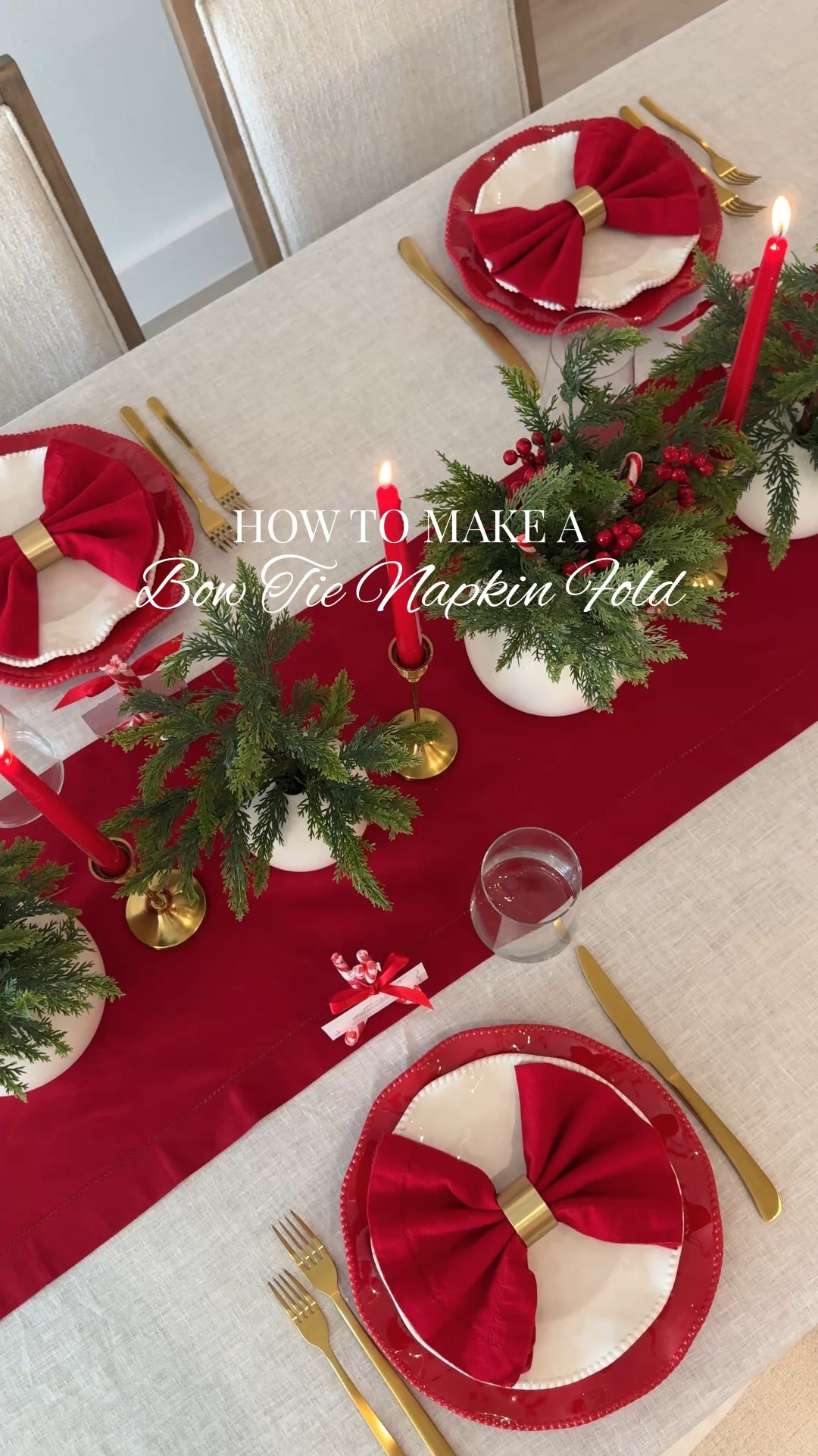A twist on a bow napkin fold for Christmas 🎀

#LTKHoliday #LTKSeasonal #LTKHome