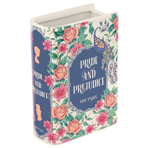 Steel Mill & Co Original Book-Shaped Decorative Vase, Ceramic Vases for Home Decor, Cute Bookshelf Decor, Unique Vase for Book Lovers (Large - Pride and Prejudice) | Amazon (US)