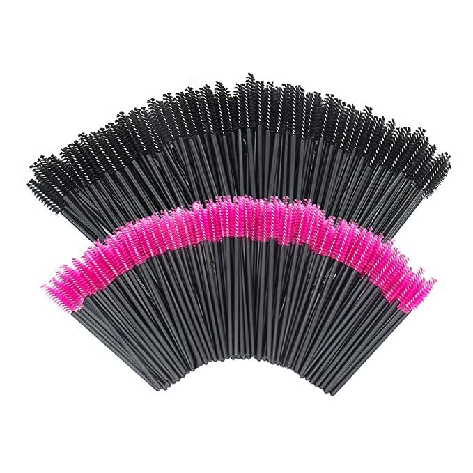 200 PCS Disposable Crystal Eyelash Mascara Brushes Wands (Black and Rose) | Amazon (US)
