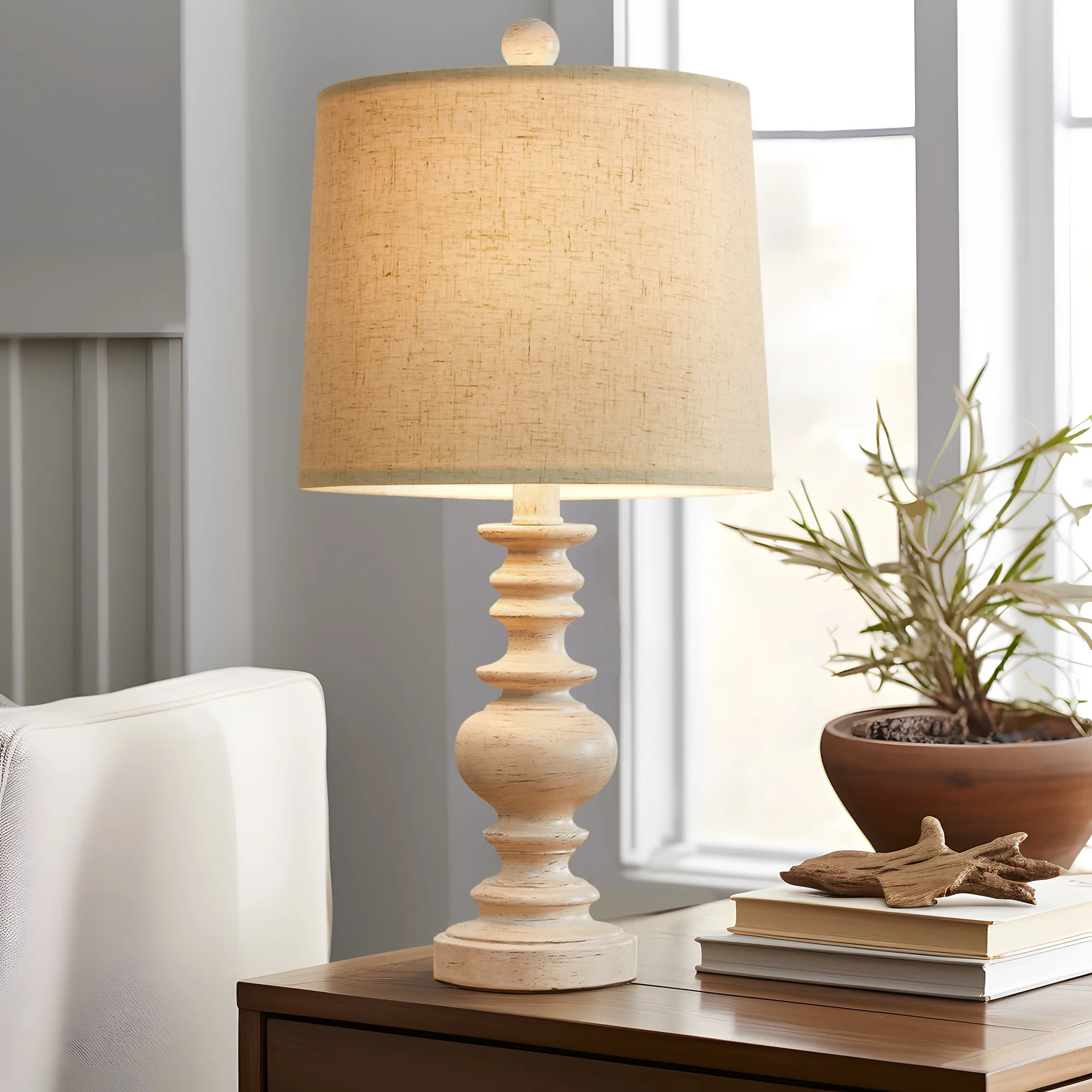 Oneach Retro Table Lamp for Living Room Bedroom 20.5" Farmhouse Nightstands Bedside Lamps Resin | Walmart (US)