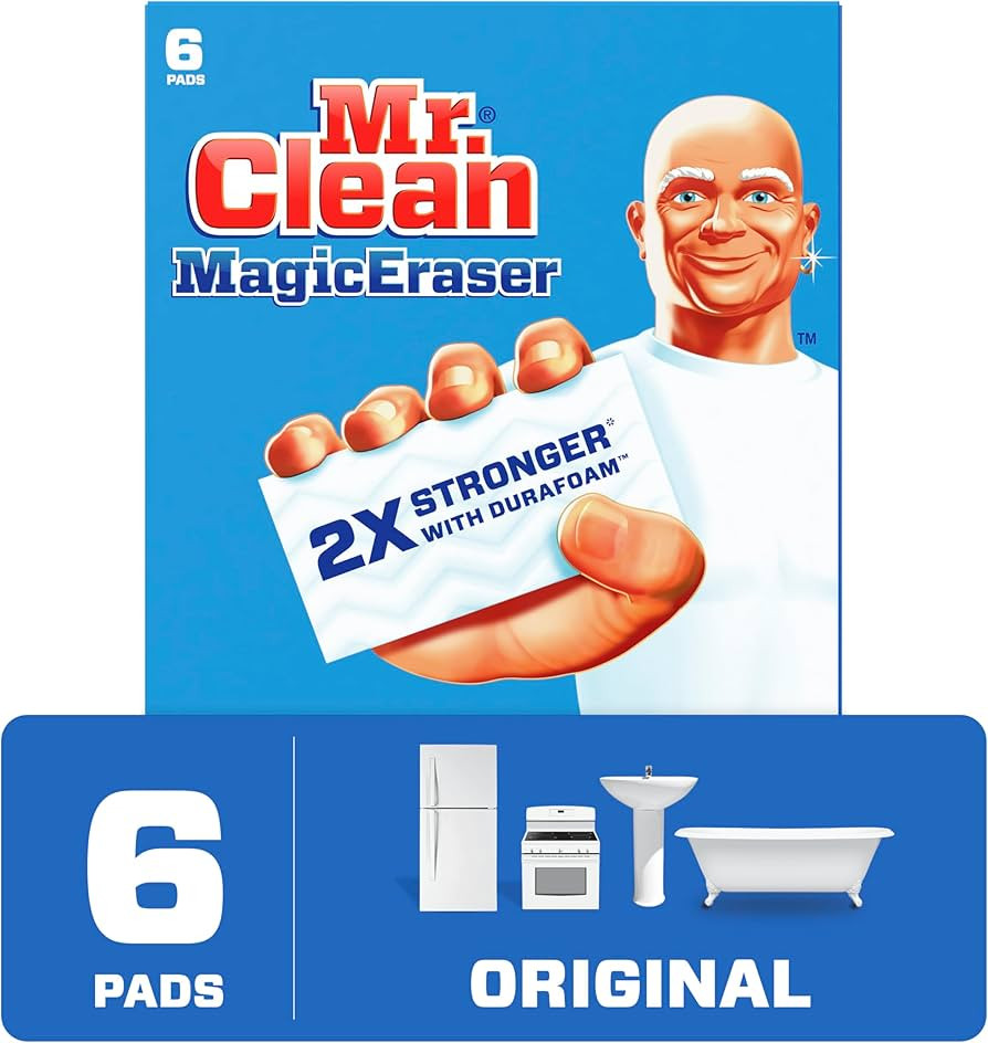 Mr. Clean Magic Eraser Original Cleaning Pads with Durafoam, White, 6 Count | Amazon (US)