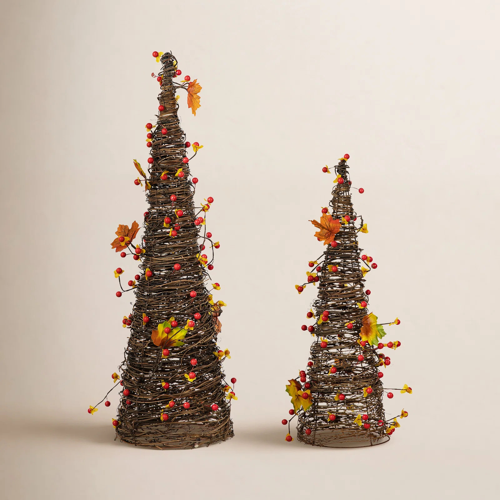 24"H Fall Rattan Berries and Maple Leaves Table Tree | Birch Lane