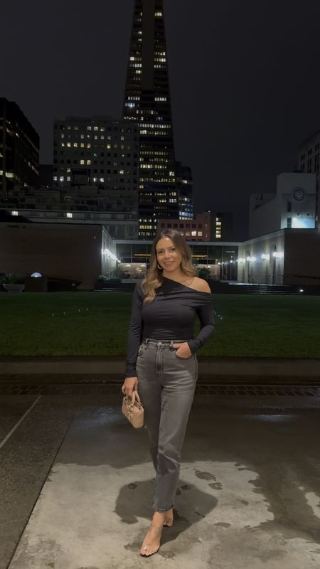Love this easy date night outfit I wore to dinner. This off the shoulder bodysuit is the perfect bodysuit to wear dressed up or dressed down.  Bodysuit and jeans currently on sale! These are the most comfortable heels I’ve ever worn. I have them in two colors and they go with everything!

Bodysuit- small
Gray jeans- 25 short
Schutz clear heels
Dior micro lady d joy bag

Petite, jeans, 90s jeans, Abercrombie outfit, date night outfit, winter outfit

#LTKVideo #LTKsalealert #LTKstyletip