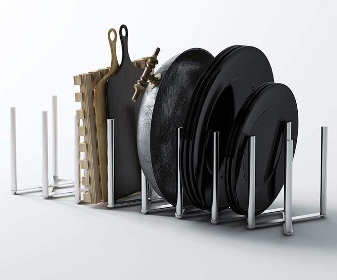 brightmaison Kitchen Pot Lid Organizer Holder - Adjustable Length Stainless Steel - Pan Plate Bak... | Amazon (US)