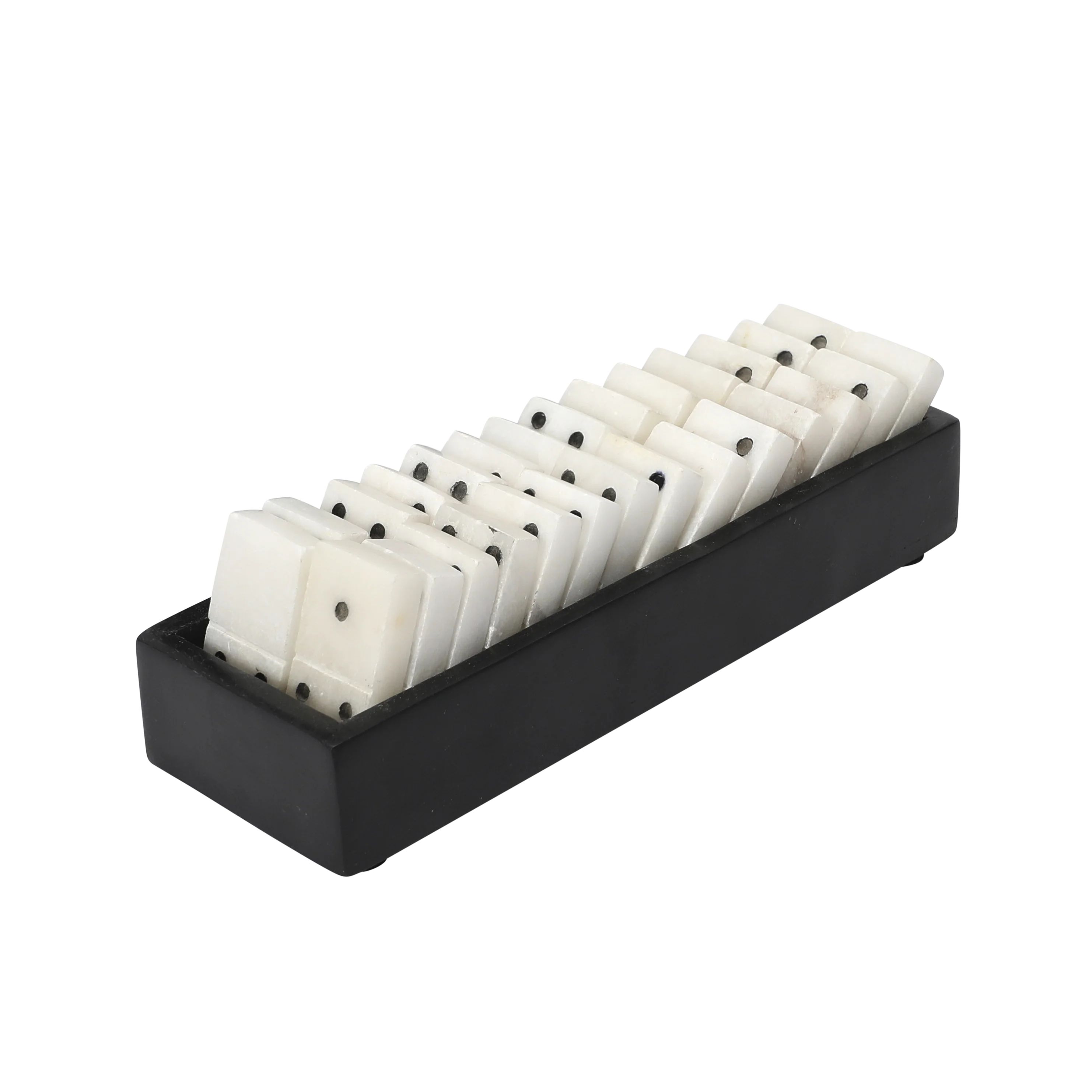 Creative Co-Op Handmade Alabaster Dominos in Soapstone Tray, Black and White | Walmart (US)