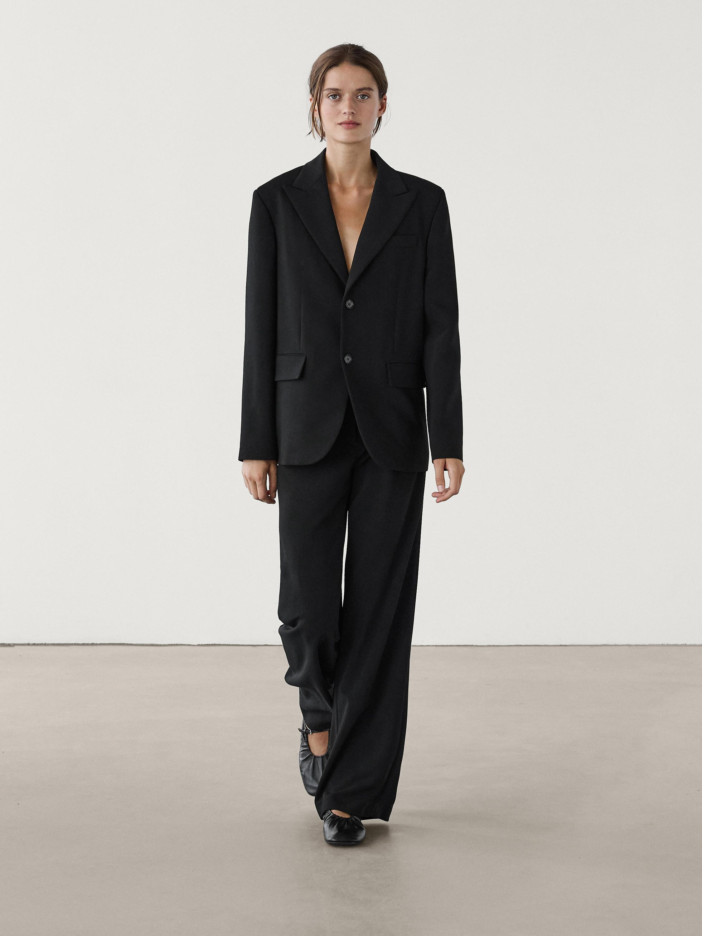 Crepe blazer with buttons co-ord | Massimo Dutti UK