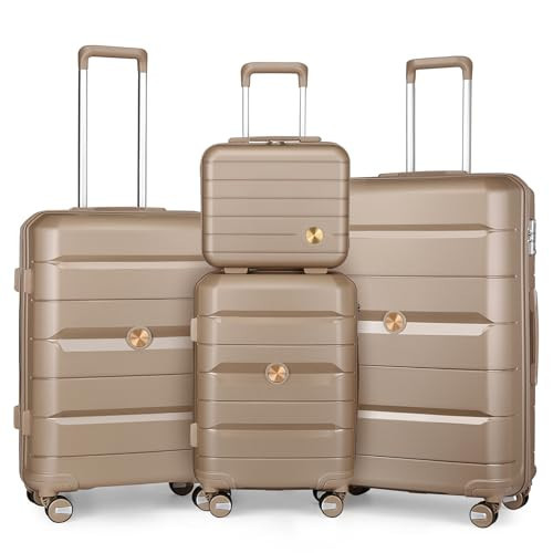 Somago Luggage Sets 4 Piece Lightweight Hardside Polypropylene Travel Suitcases with Double Spinner Wheels and TSA Lock,Noble Golden | Amazon (US)
