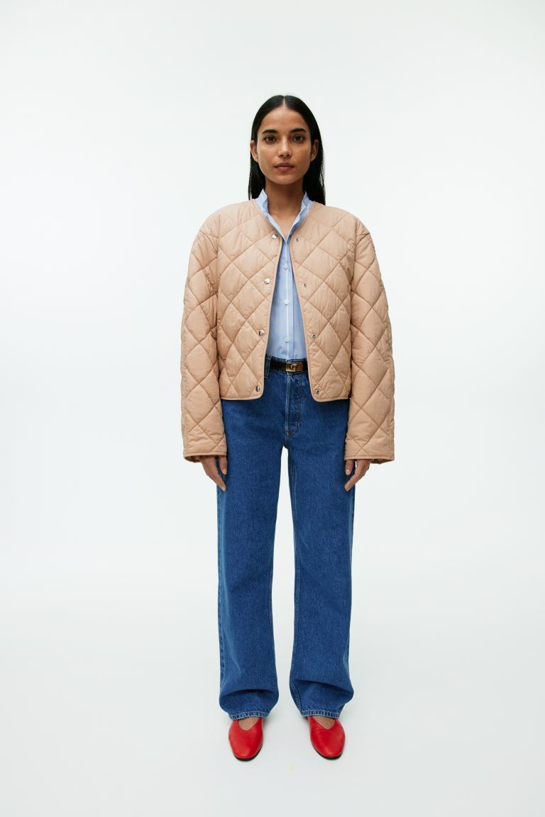 Quilted Cotton Jacket - Beige - Ladies | H&M GB | H&M (UK, MY, IN, SG, PH, TW, HK)