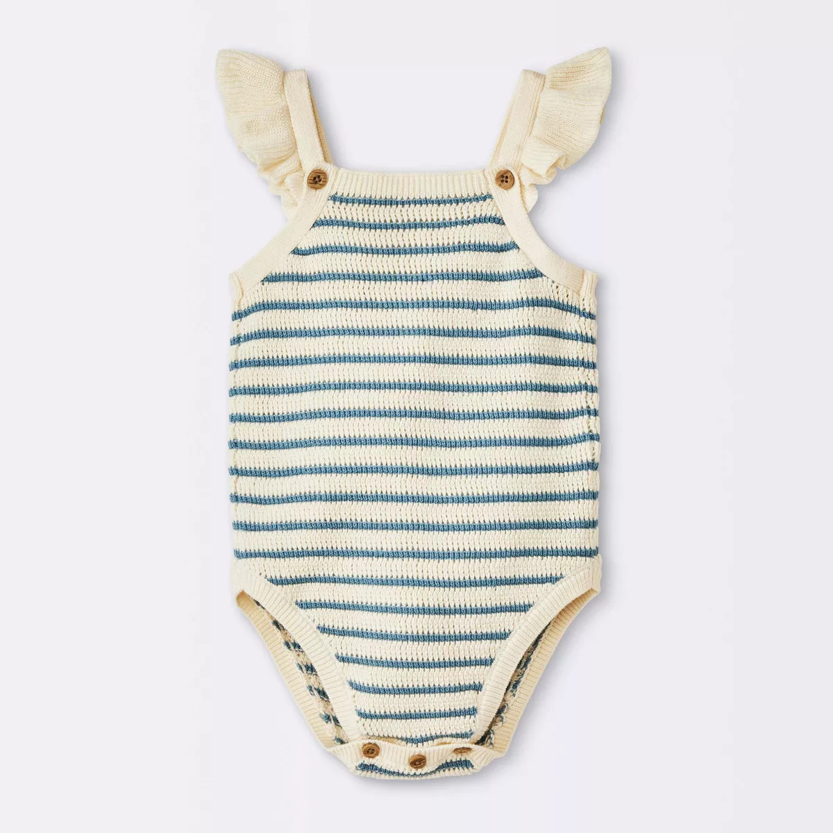 Baby Girls' Pointelle Striped Sweater Romper - Cloud Island™ Blue | Target