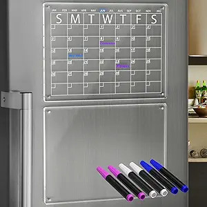 YeWink Magnetic Dry Erase Calendar Board for Fridge, 16”x12" Clear 2 Set Acrylic Planner Board ... | Amazon (US)
