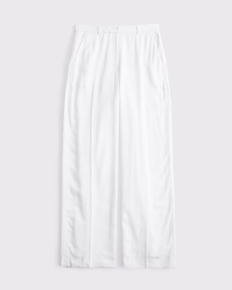 Curve Love Tailored Linen-Blend Wide Leg Pant | Abercrombie & Fitch (US)