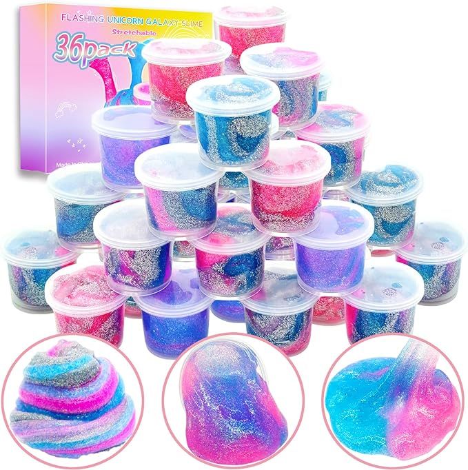 Easter Basket Stuffers - 36 Packs Unicorn Galaxy Slime,Party Favor for Kids Girls & Boys, Adults,... | Amazon (US)
