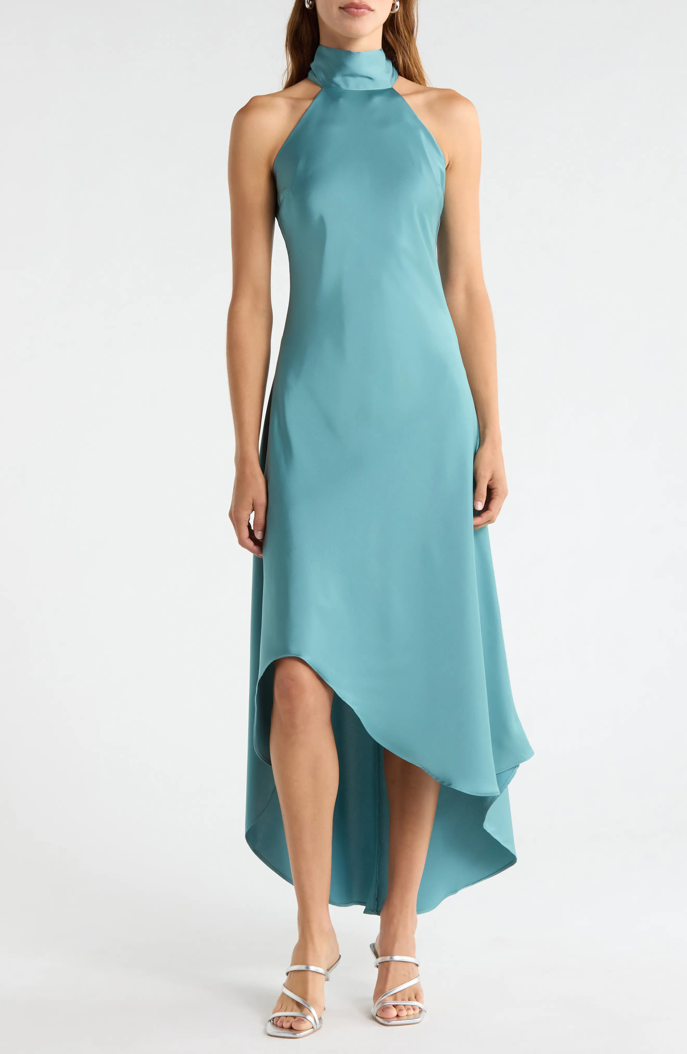 Tie Back Sleeveless High/Low Satin Gown (Women) | Nordstrom | Nordstrom